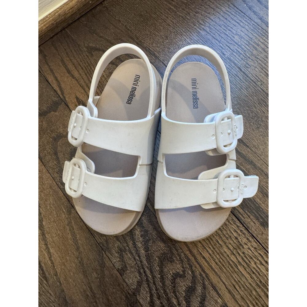 Mini Melissa White and Tan Kids Buckle Sandals - Picture 2 of 15